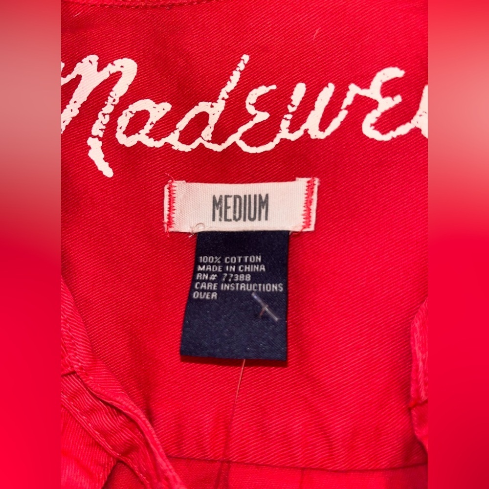 Madewell Long Sleeve Button Down Denim Shirt in Vermilion Red NWT - Picture 6 of 8